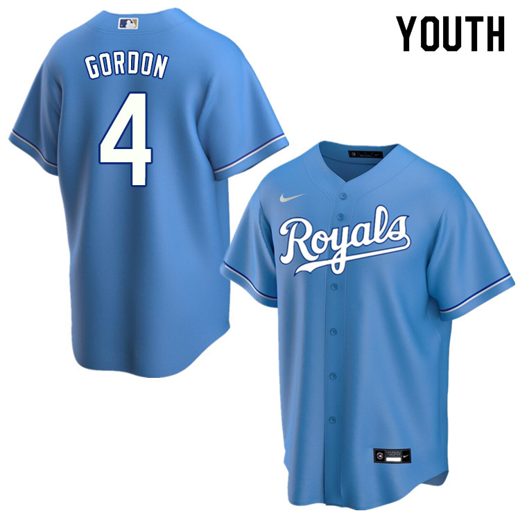 Nike Youth #4 Alex Gordon Kansas City Royals Baseball Jerseys Sale-Light Blue